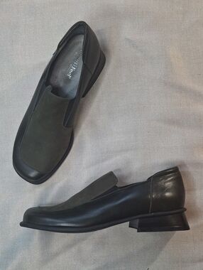 BeautiFeel Deep Forest Green Leather Suede Square Toe Loafers Heels EU 39 US 8.5